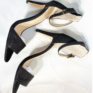 Vince Camuto Black Sparkly Ankle Strap Heels